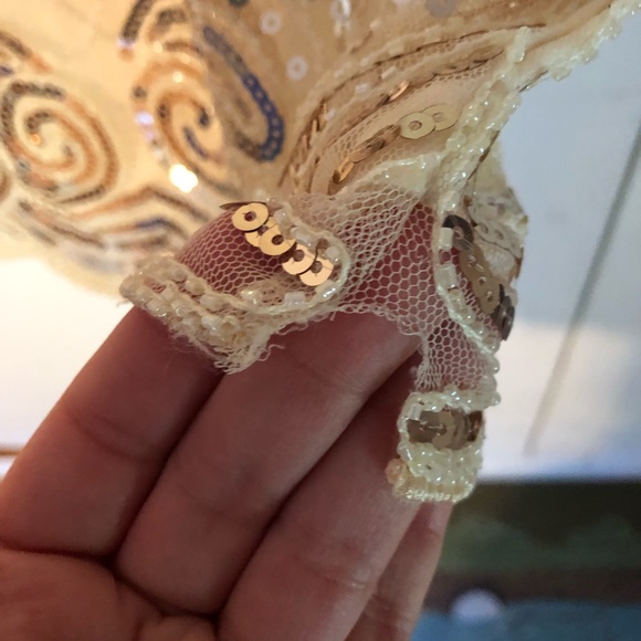 NYE Ivory/Champagne Sequined Gatsby Dress Size M - Picture 7 of 8